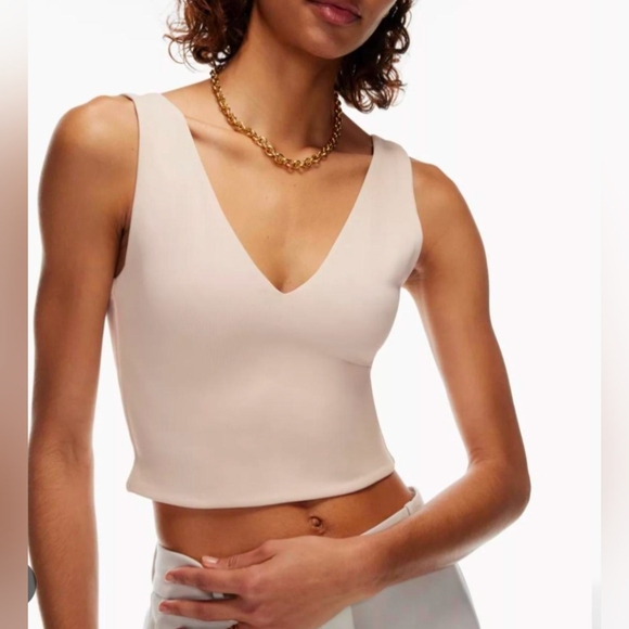 Pink Rose Cream V-Neck Tank Top NWOT - Picture 1 of 3